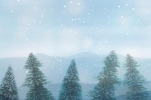 Snowy pine tree design space wallpaper - 1229703