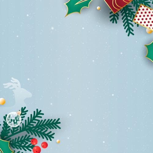 Christmas doodle on light blue background vector - 1229087