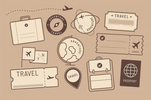 Travel stickers and badge set vector - 1229258