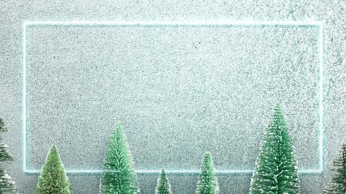 Green neon frame on snowy Christmas background illustration - 1233069