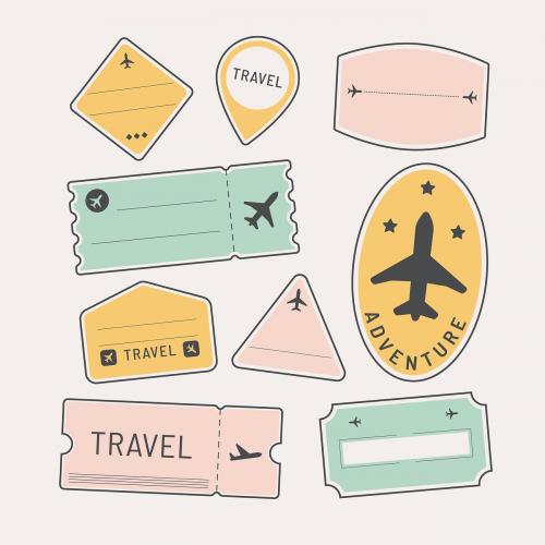 Travel stickers and badge set vector - 1229267