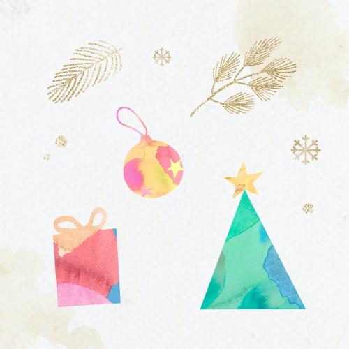 Christmas elements pattern background vector - 1229313