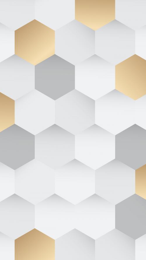White and gold hexagon pattern background mobile phone wallpaper vector - 1229413