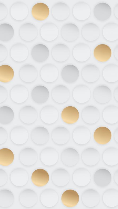 White and gold seamless round pattern background mobile phone wallpaper vector - 1229425