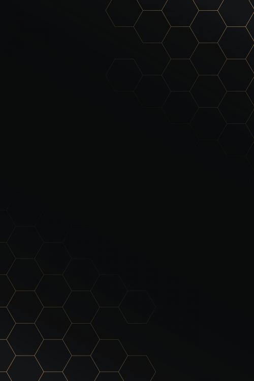 Seamless gold hexagon grid pattern on black background vector - 1229478
