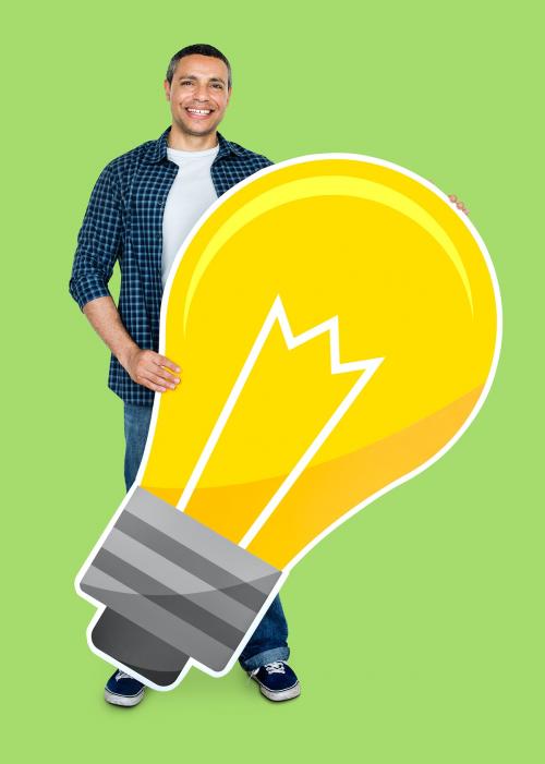 A man holding a light bulb - 470373