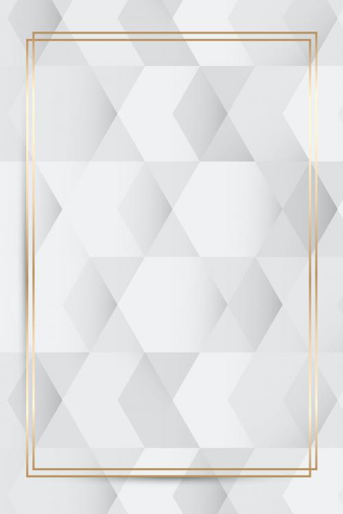 Gold frame on white and gray geometric pattern background vector - 1229516