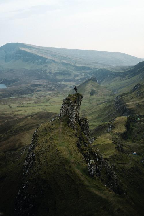 Female mountain climber at Quiraing on the Isle of Skye in Scotland - 936024