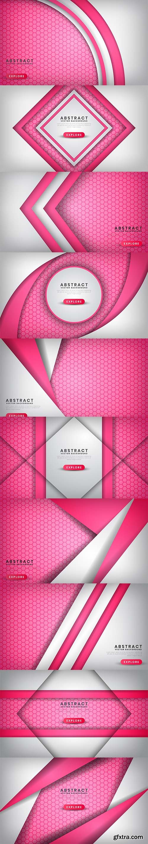 Abstract Luxury White Pink Background with Hexagon Patterns