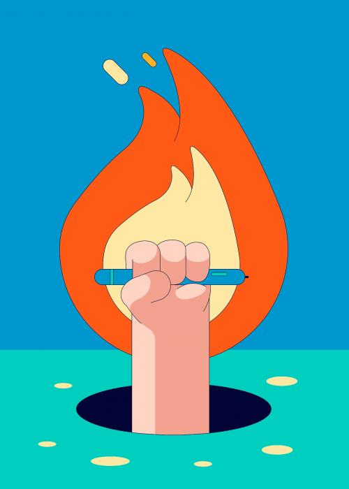 Creative motivational power with flames vector - 1015360