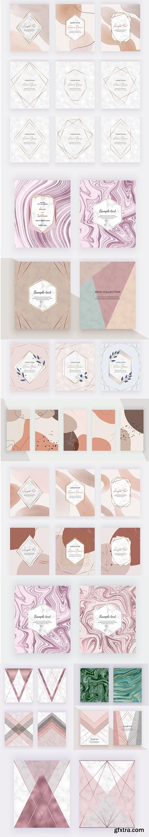 Marble Geometric Design with Pink Grey Triangular Rose Gold Foil Texture