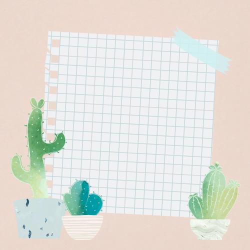 Blank paper with cactus design vector - 1017052