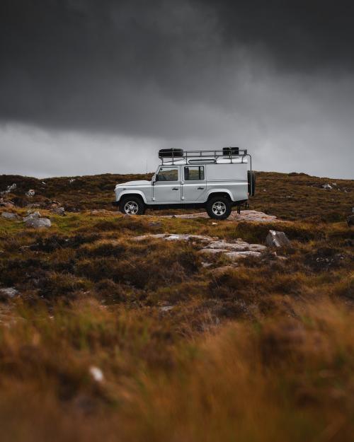2019, Scotland, Landrover Defender in the countryside - 1227075