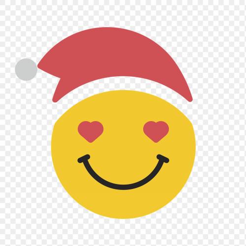 Round yellow Santa in love emoticon on transparent background vector - 1230274