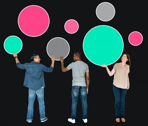 Diverse people holding colorful circles - 470685