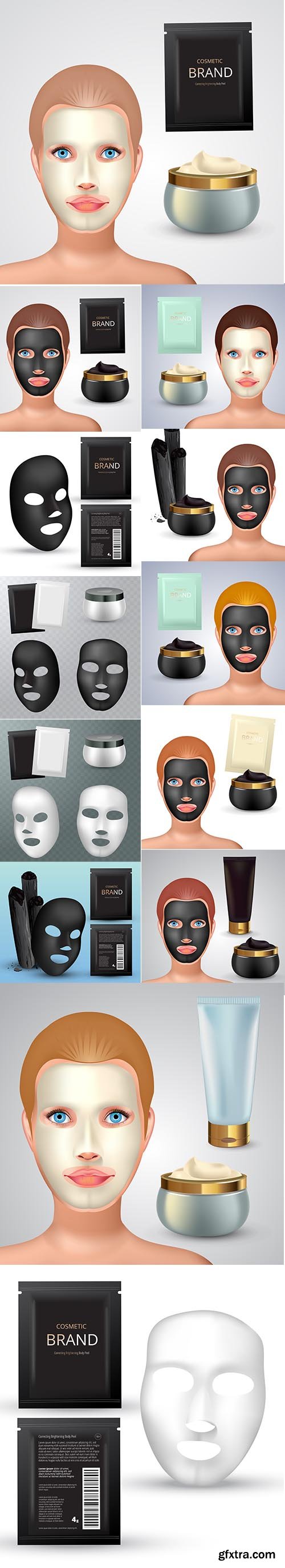 Beauty fashion girl apply facial charcoal mask