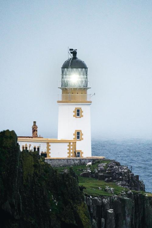 Misty Neist Point Lighthouse at Isle of Skye, Scotland - 1233381