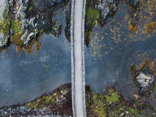 Drone shot of Eilean Donan Castle, Scotland - 1233404