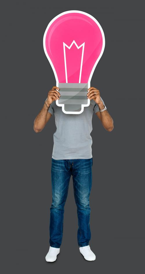 Man holding a light bulb icon - 470748