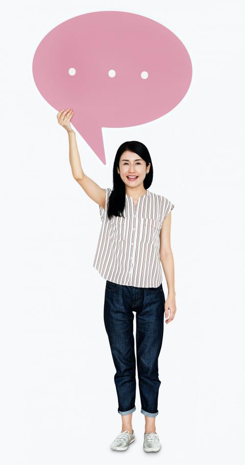 Happy Japanese woman with a speech bubble - 469357