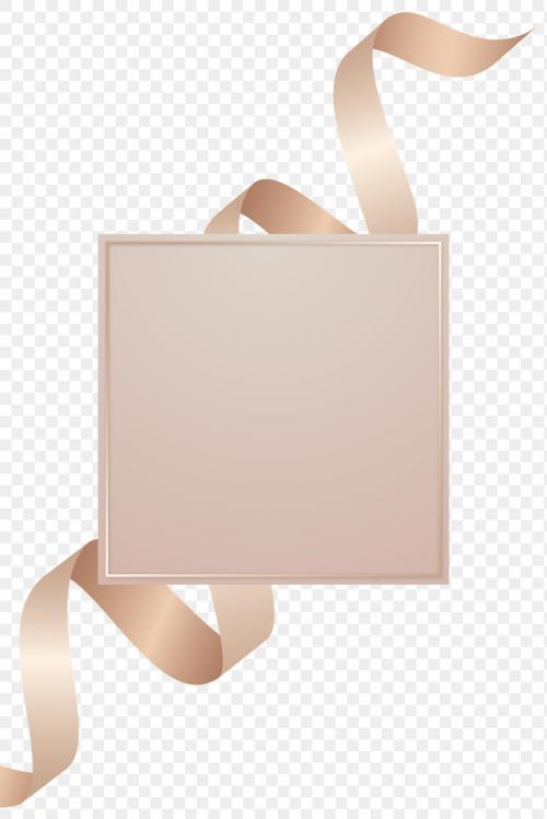 Black square frame with pink gold ribbon transparent png - 1234335