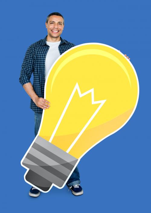 Man holding a light bulb icon - 470292