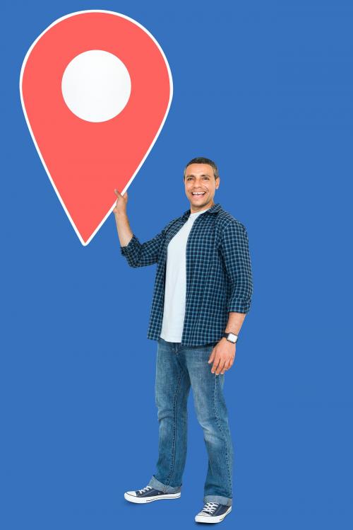 Man holding a location pin icon - 470296