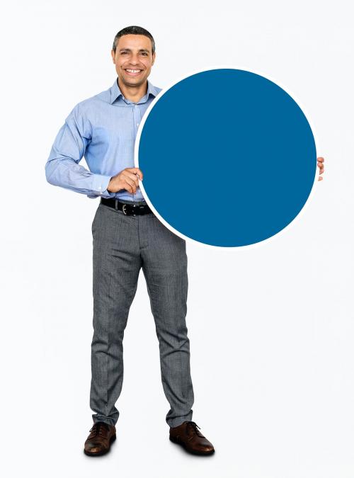 Businessman holding a blue circle - 468271