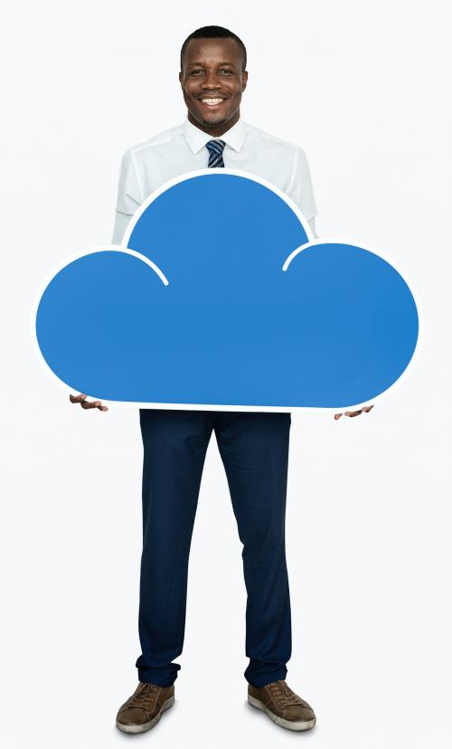 Businessman holding a cloud icon - 468312