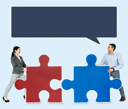 Business people connecting jigsaw puzzle pieces - 468351