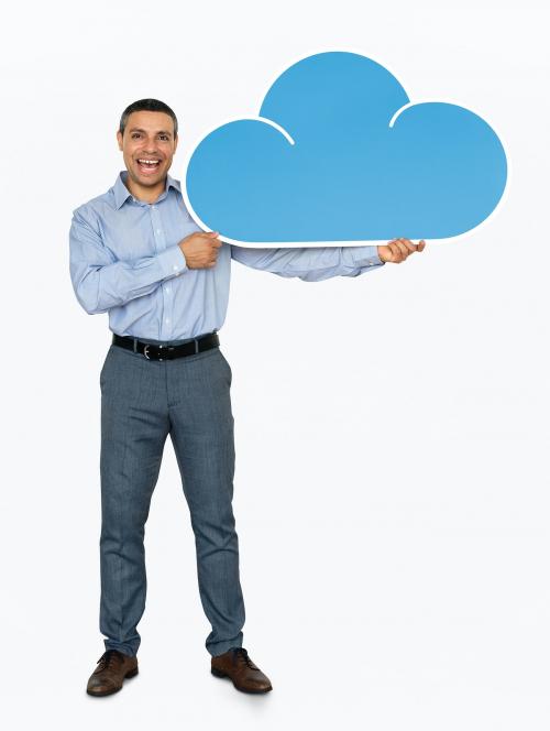 Businessman holding cloud computing icon - 468391