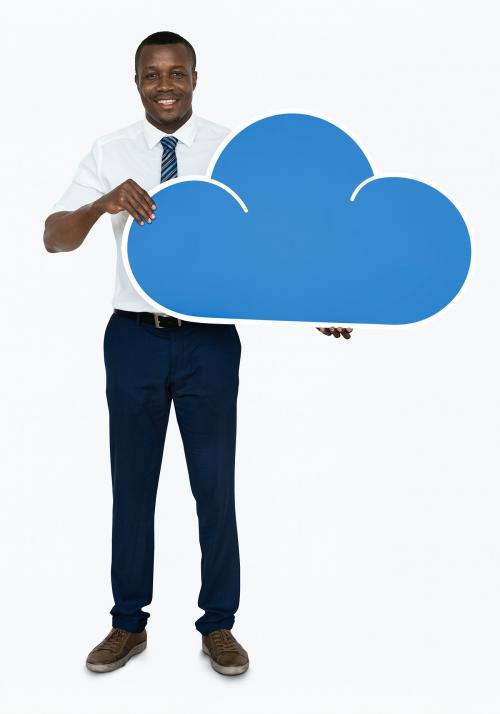 Businessman holding a cloud icon - 468405