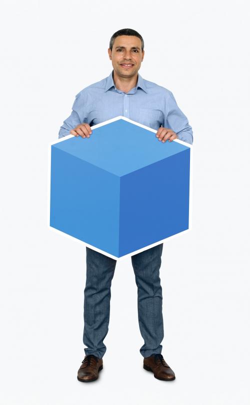 Businessman holding a blue box - 468410