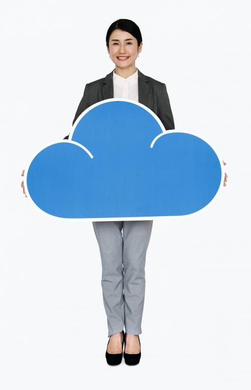 Woman holding cloud computing icon - 468427