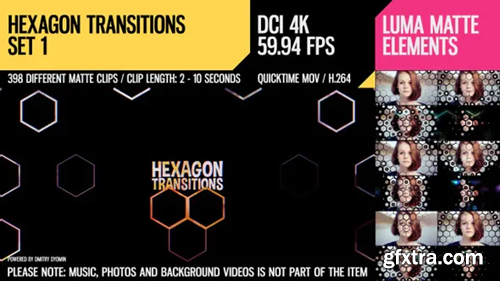 Videohive Hexagon Transitions (4K Set 1) 27385296