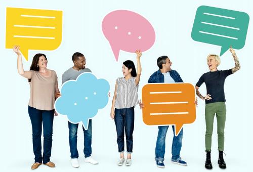 Group of people holding speech bubbles - 469208