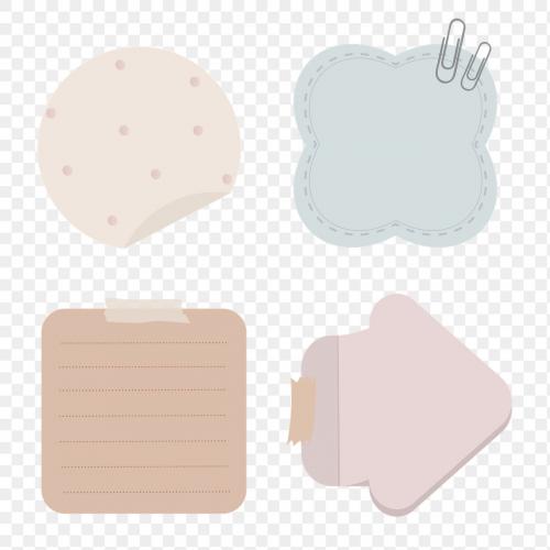 Set of different shape and color reminder notes on transparent vector - 1233266