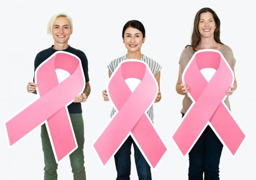 Women holding breast cancer awareness ribbons - 469217