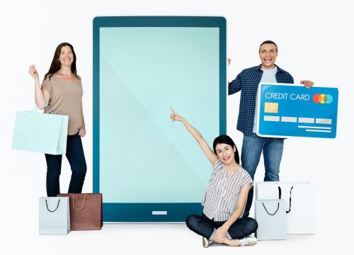 Happy people enjoying online shopping - 469282