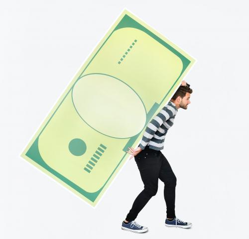 People holding icons related to money and currency concept - 451307