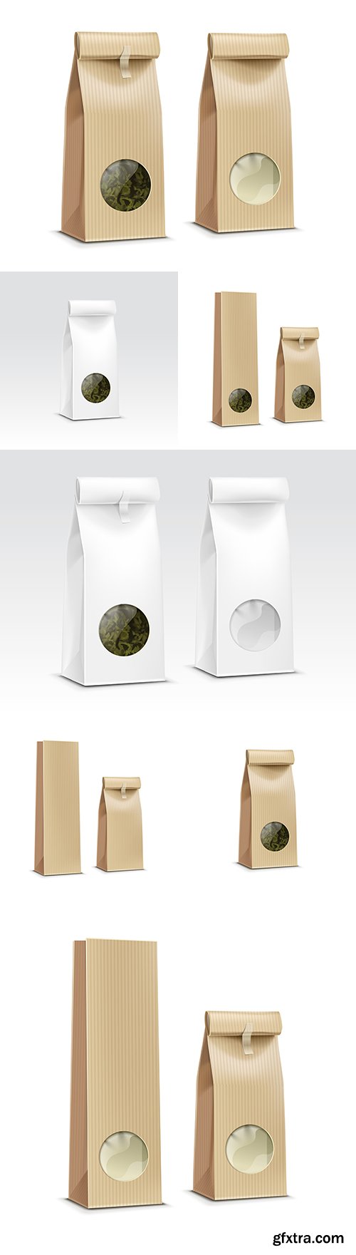 Paper packaging and bag with window tea and coffee design template