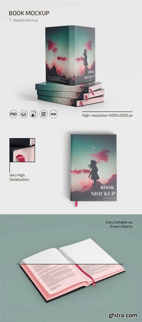 Book PSD Mockup - 3 Realistic Templates