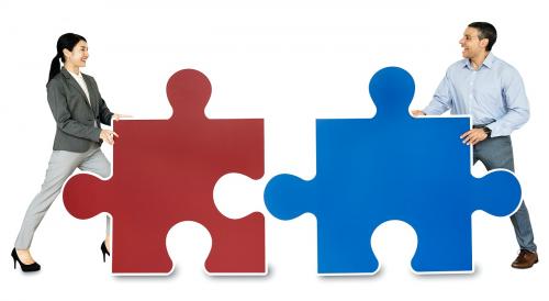 Business people connecting jigsaw puzzle pieces - 468242