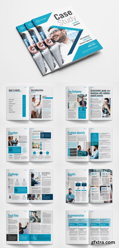 Case Study Layout with Blue Accents 354961871
