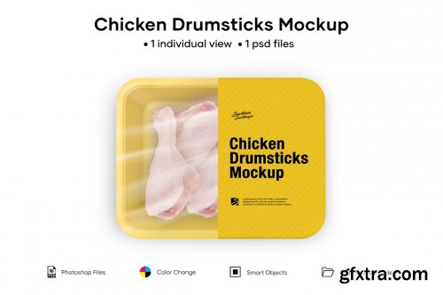 CreativeMarket - Plastic Tray With Chicken Drumsticks 5005178