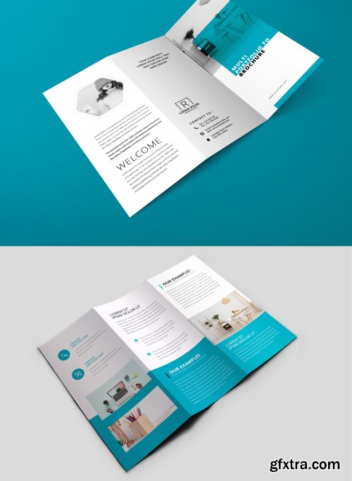 Trifold Brochure with Teal Accents 357224352