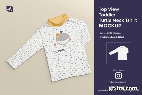 CreativeMarket - Toddler Turtle Neck Tshirt Mockup 4590955