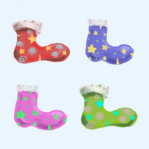 Hand drawn Christmas stocking sock element set vector - 1231088