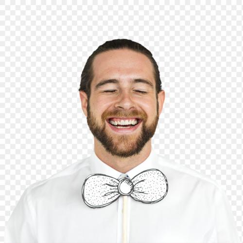 Cheerful man wearing a bow tie transparent png - 1232543