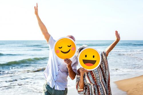 Happy mature mother and son at the beach - 428693